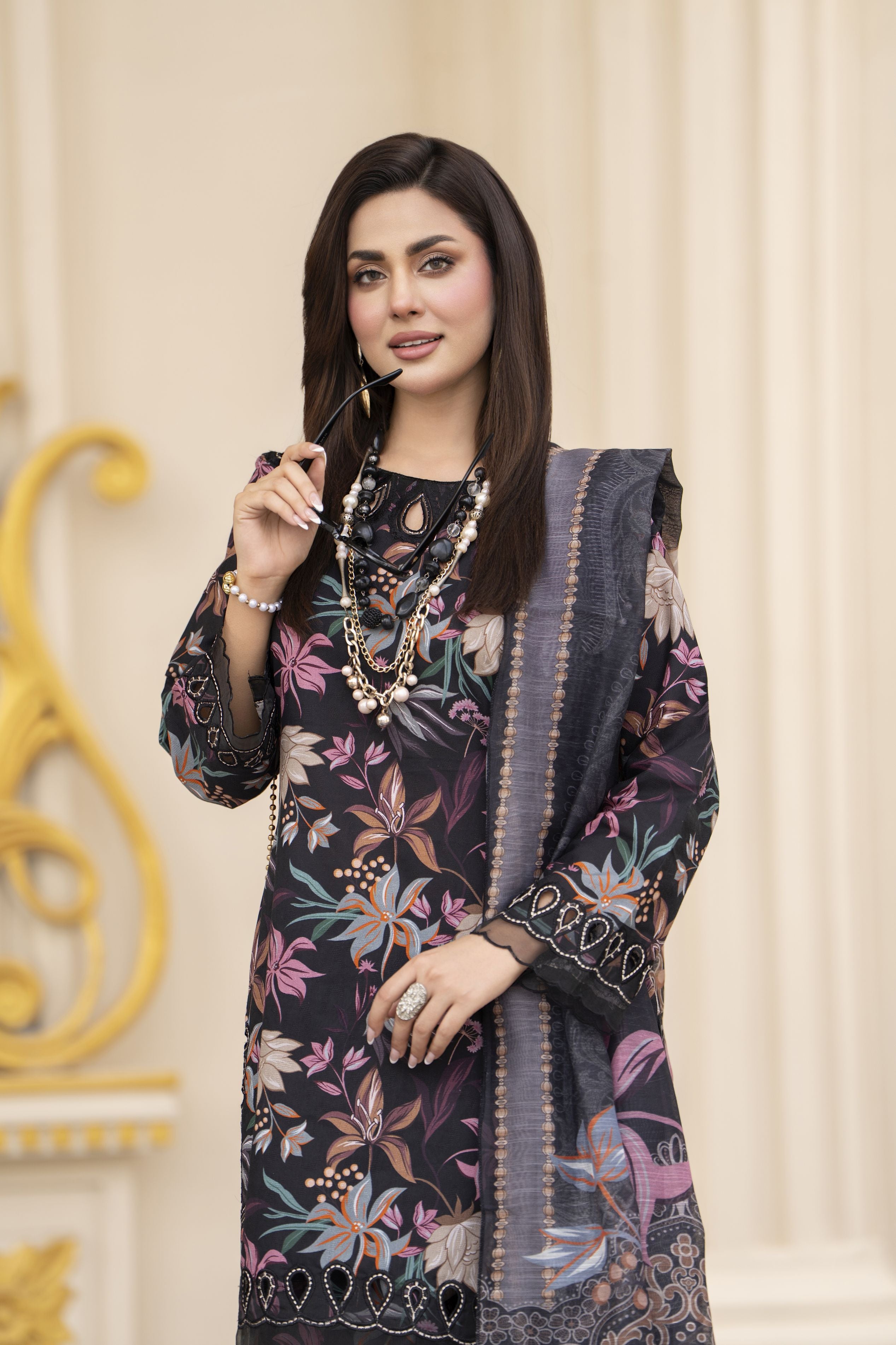 Cotton Canvas by Zaiwa – 3pc Black Cotton Dress with Farshi Shalwar CCZ6