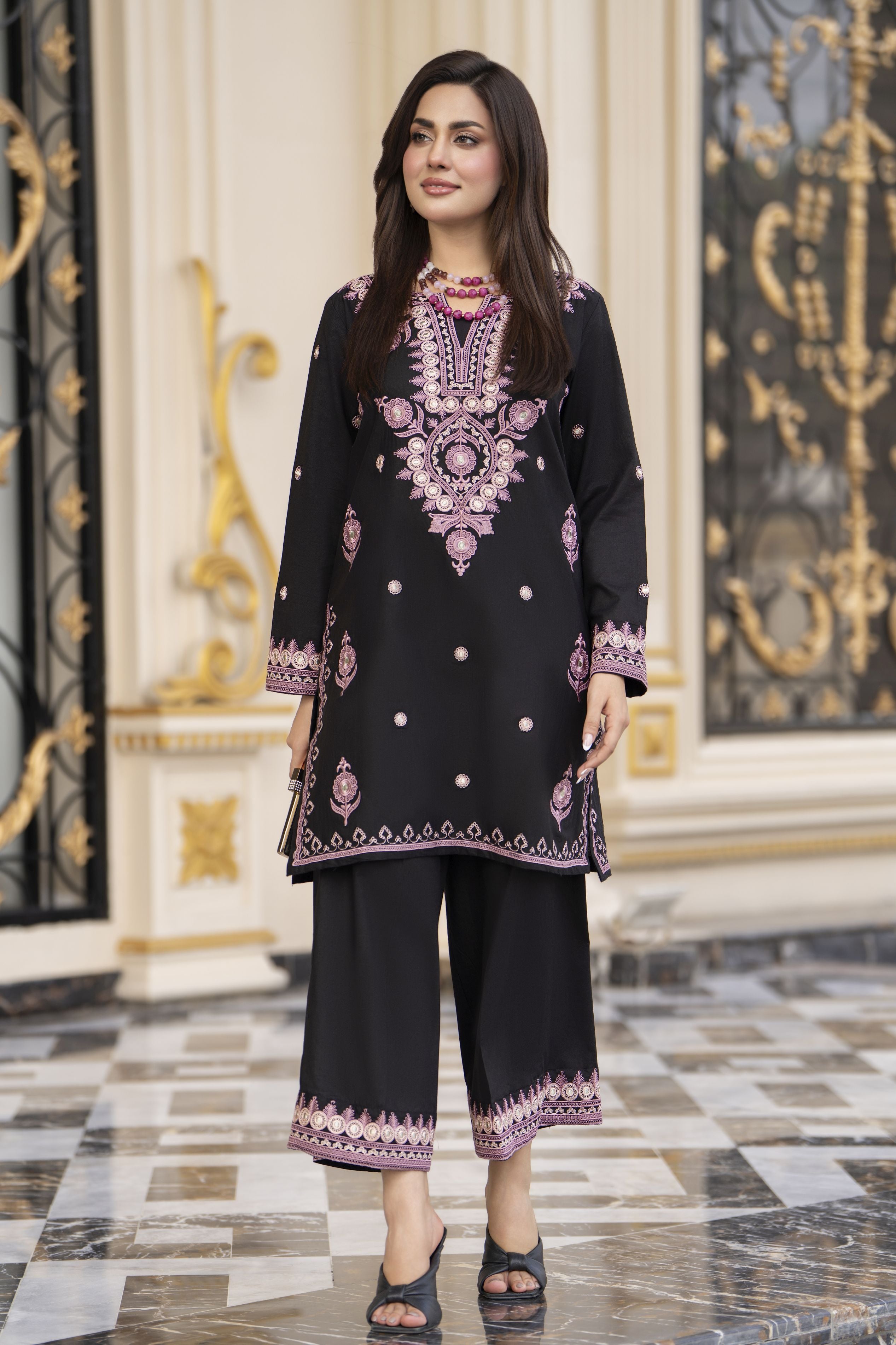 Cotton Canvas by Zaiwa – 2pc Embroidered Black Cotton Dress CCZ2