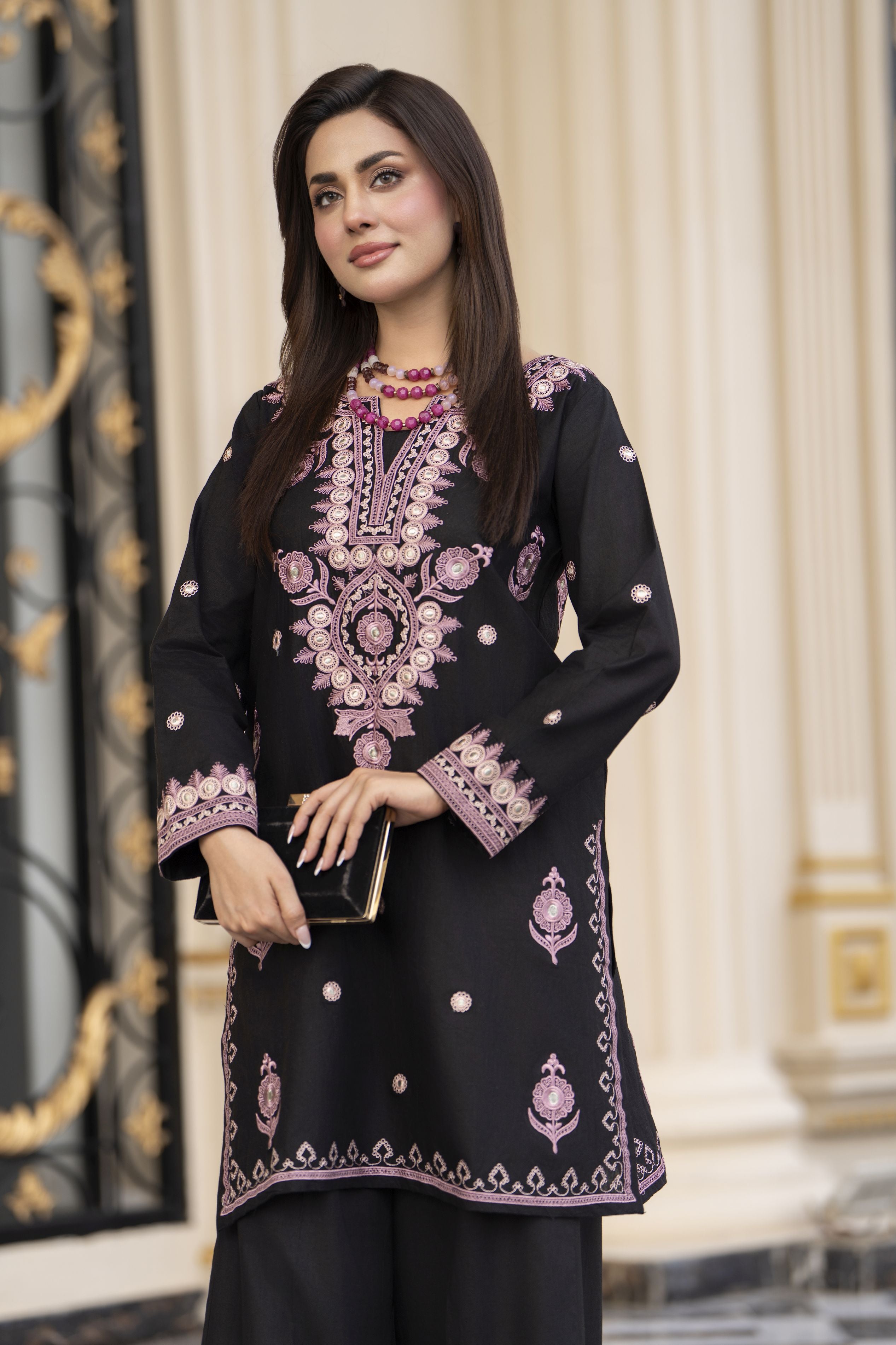 Cotton Canvas by Zaiwa – 2pc Embroidered Black Cotton Dress CCZ2