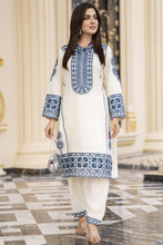 Cotton Canvas by Zaiwa – 2pc Embroidered Cotton Dress in Ivory & Blue CCZ1