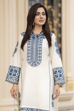 Cotton Canvas by Zaiwa – 2pc Embroidered Cotton Dress in Ivory & Blue CCZ1