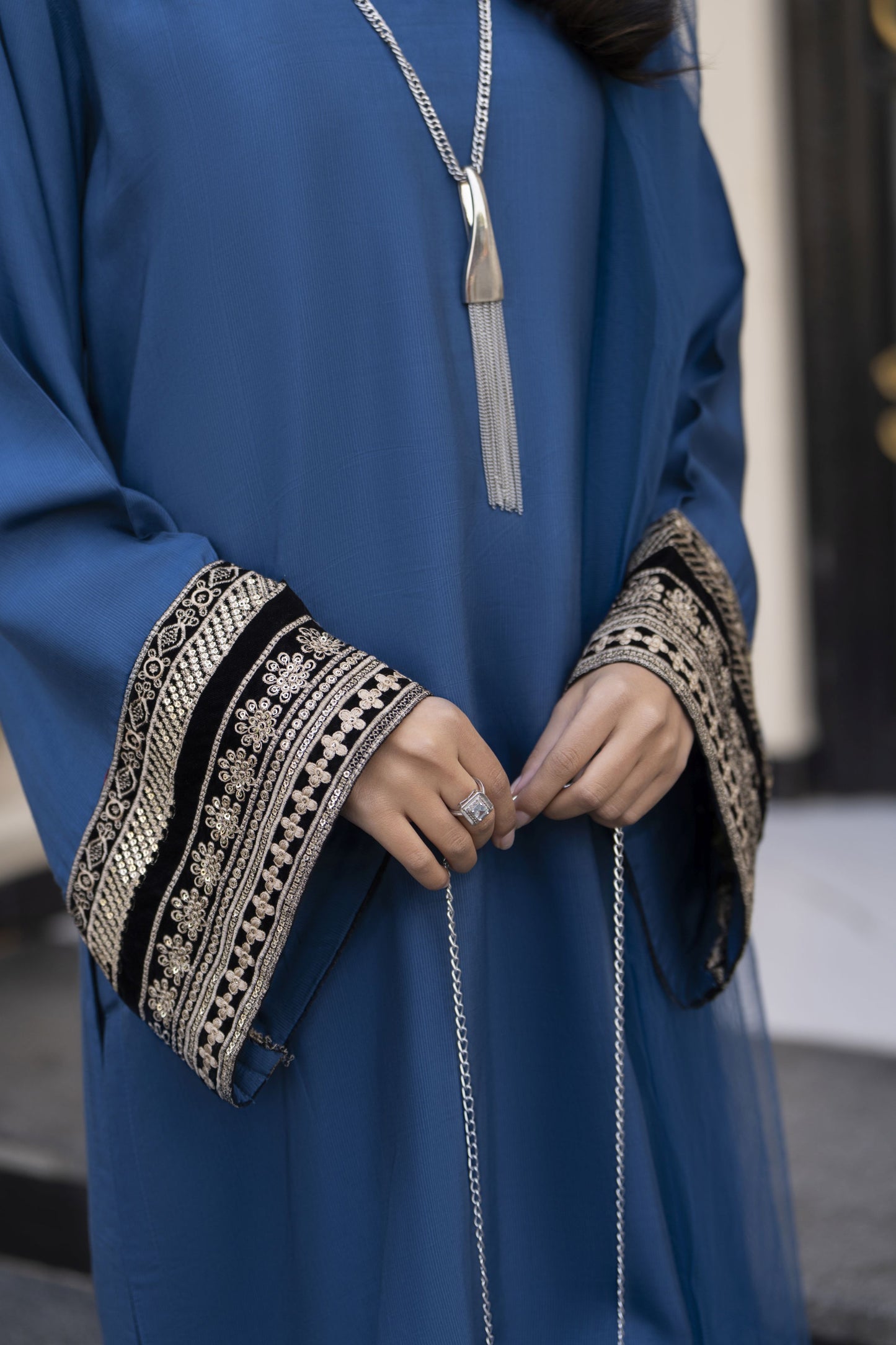 Aleezay Evara 3pc Raw Silk with Velvet Embroidery Ready to Wear Suit EZ9