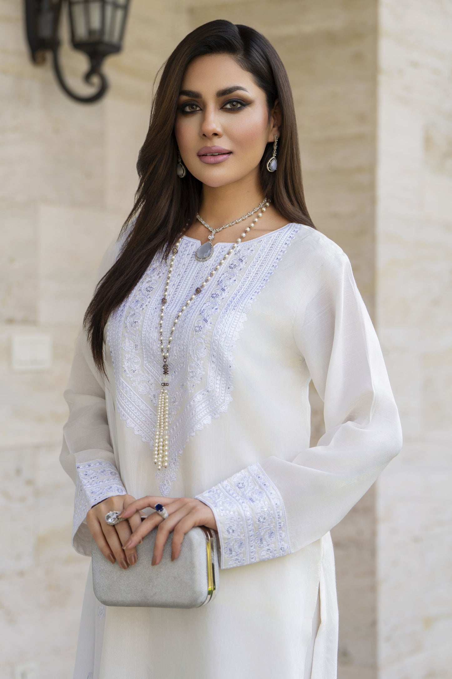 White Embroidered Farshi Set – Chand Sa Libaas by Aleezay | CSLA6