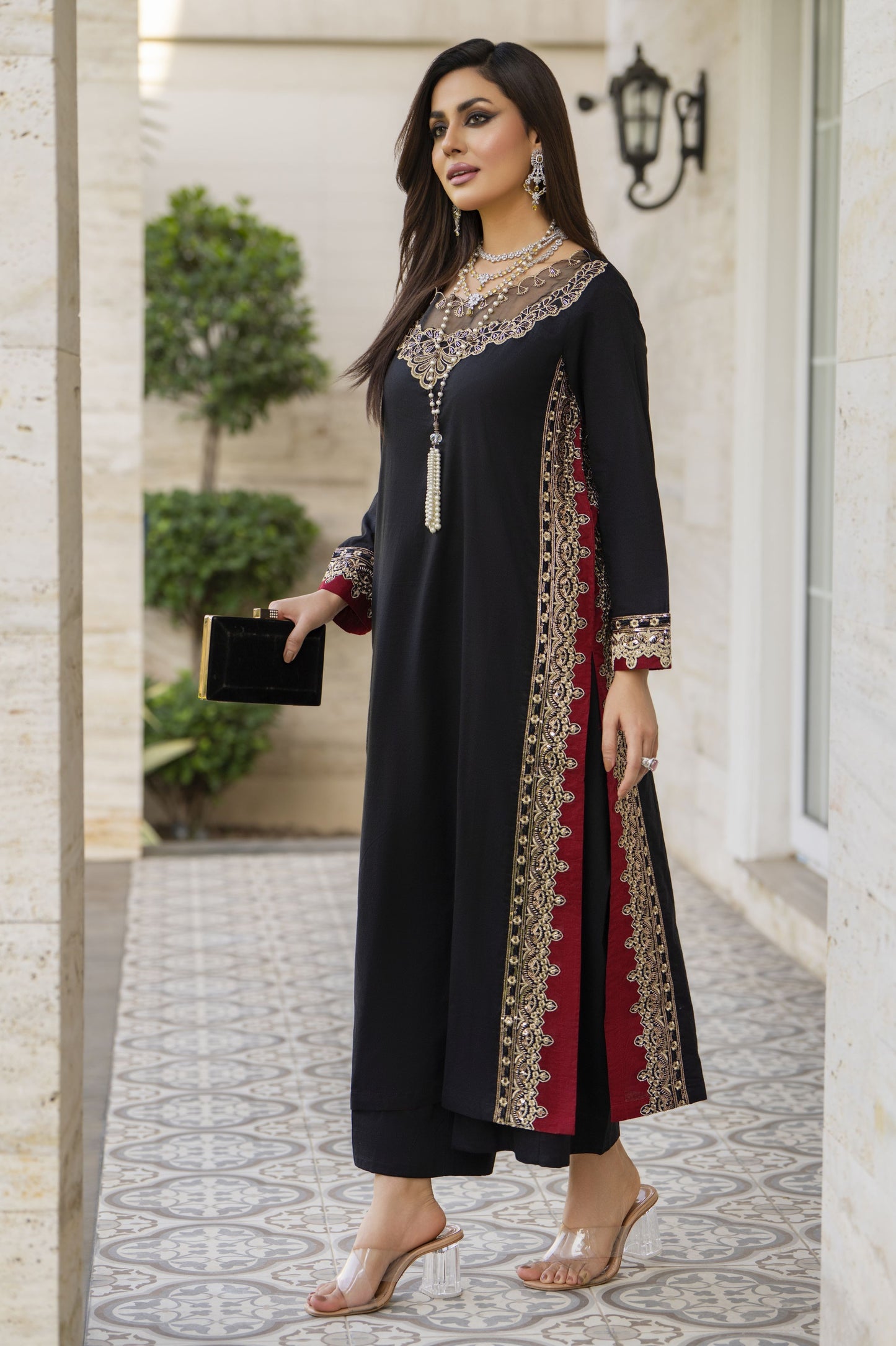 Black Thread & Sequin Embroidered Cotton 2pc Women Suit | Baarish by Miski BYM5