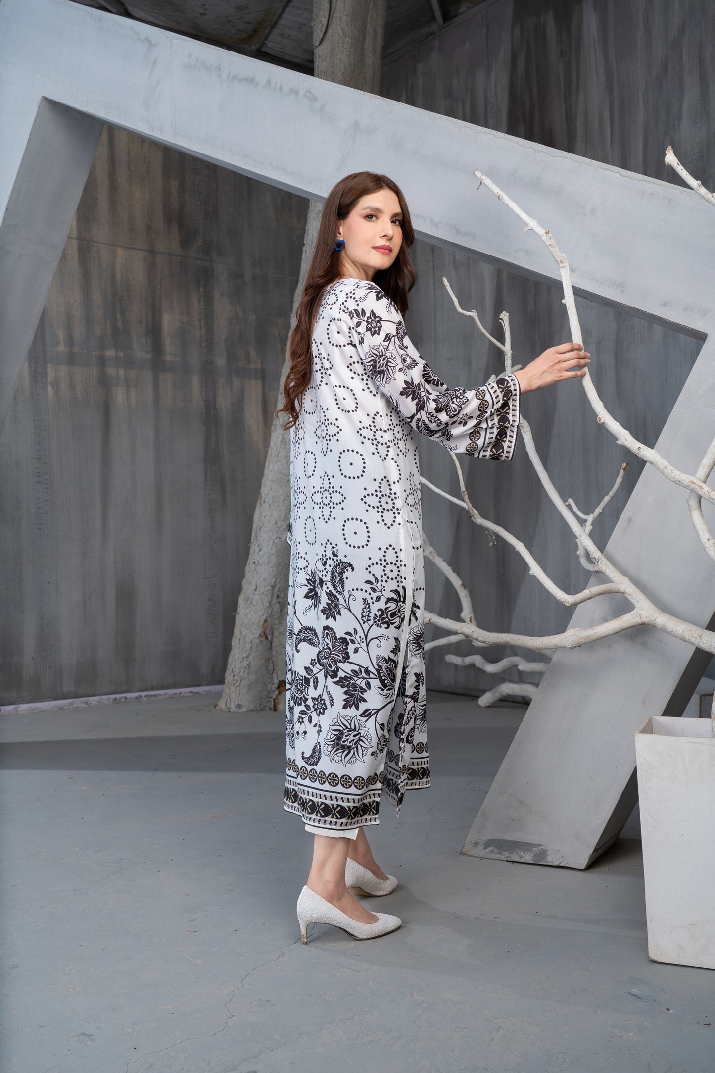 NK Everyday Lawn Co-ords – Black & White Floral Printed 2pc Set NKE1