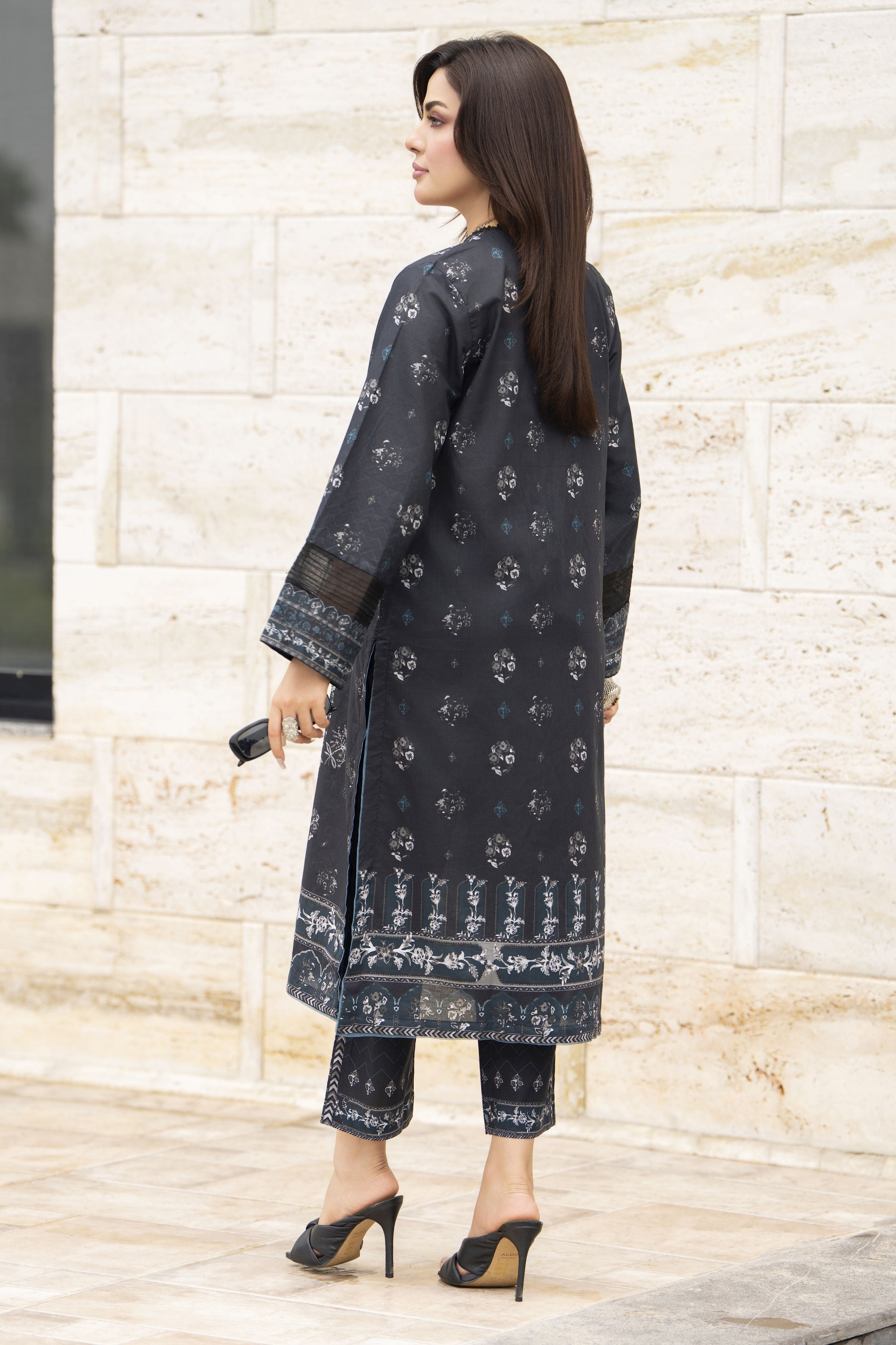 Dawn Petals by Sahar Black Printed Co-ord Set DPS8