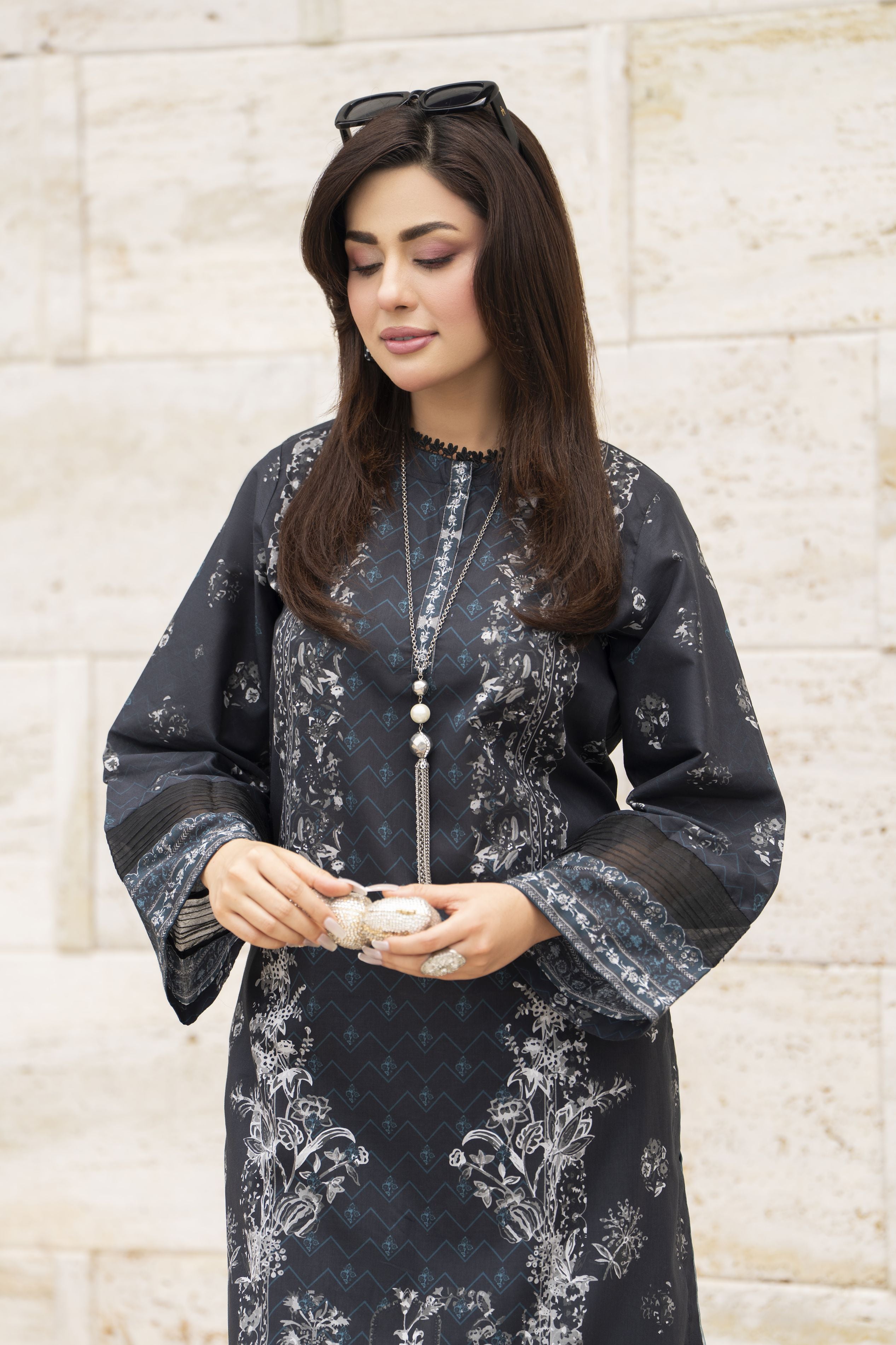 Dawn Petals by Sahar Black Printed Co-ord Set DPS8