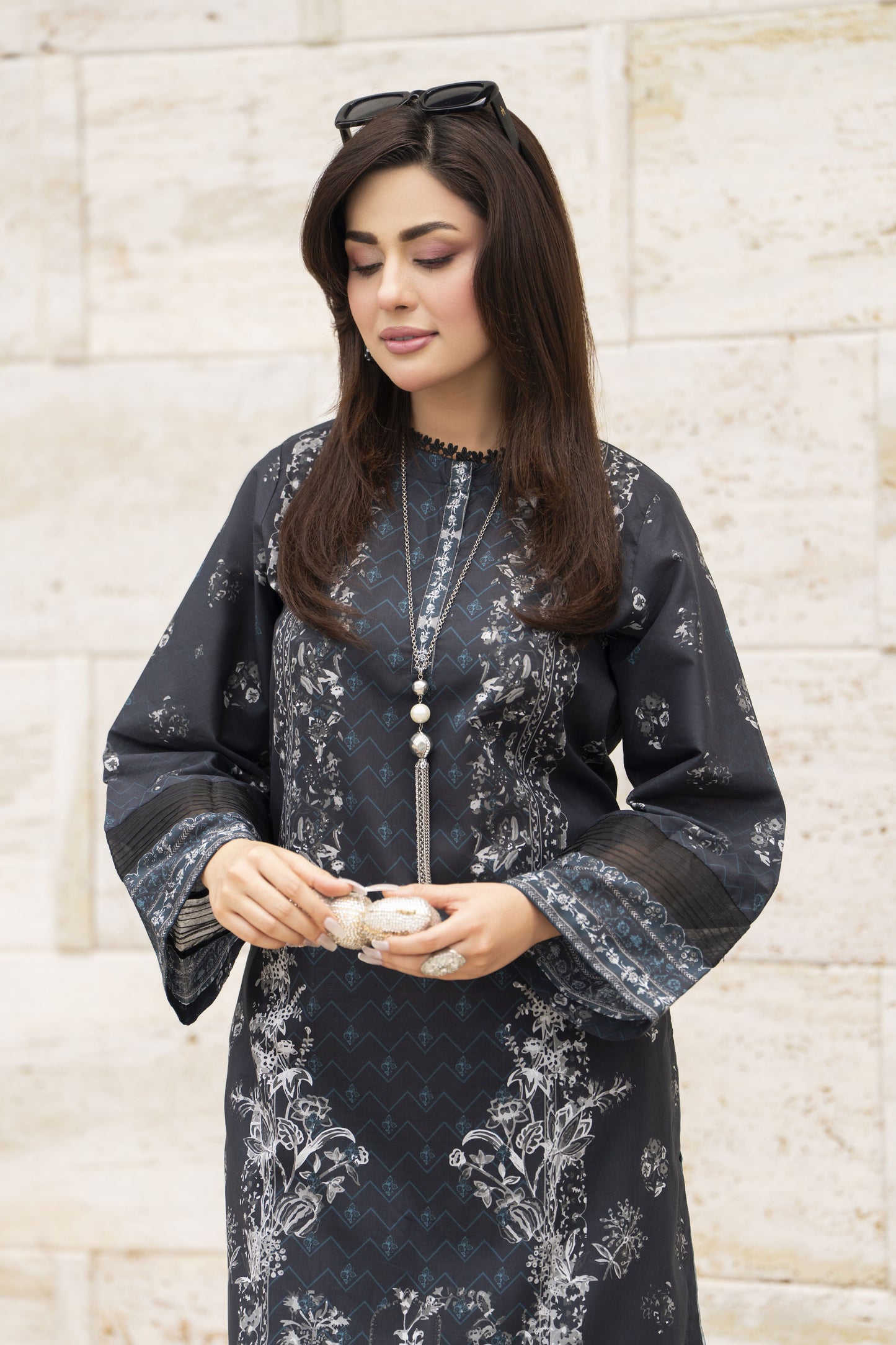 Dawn Petals by Sahar Black Printed Co-ord Set DPS8