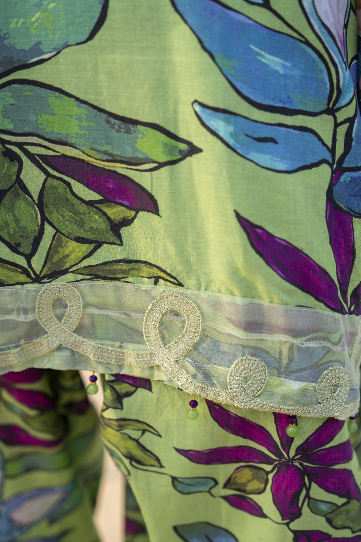 Lime Green Printed Lawn Farshi Set Rangrez by Sakeena Hasan RBS1