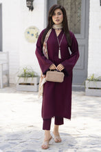 Maroon 3-Piece Poly Raw Silk Suit with Floral Printed Silk Scarf | Essentials by Miski – EBM6