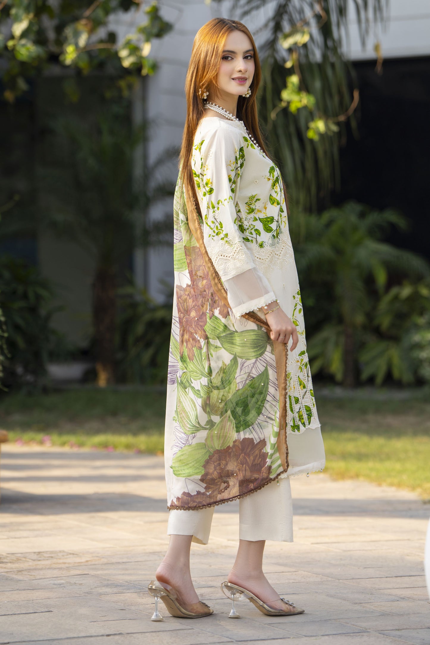 Ivory Chikankari 3pc Lawn Suit Rangrez by Sakeena Hasan RBS4
