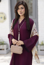 Maroon 3-Piece Poly Raw Silk Suit with Floral Printed Silk Scarf | Essentials by Miski – EBM6