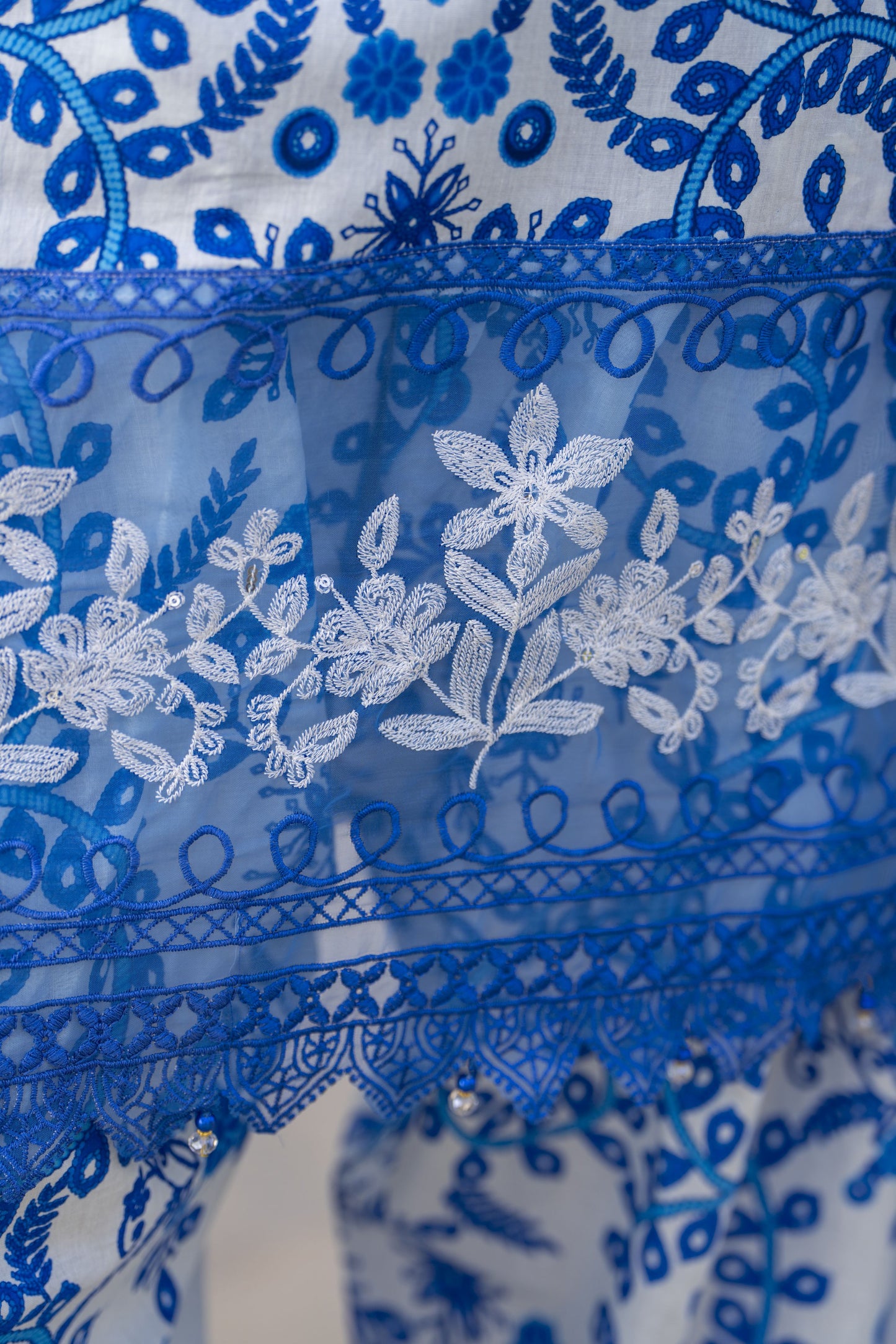Blue & White Printed Lawn Farshi Suit Rangrez by Sakeena Hasan RBS6