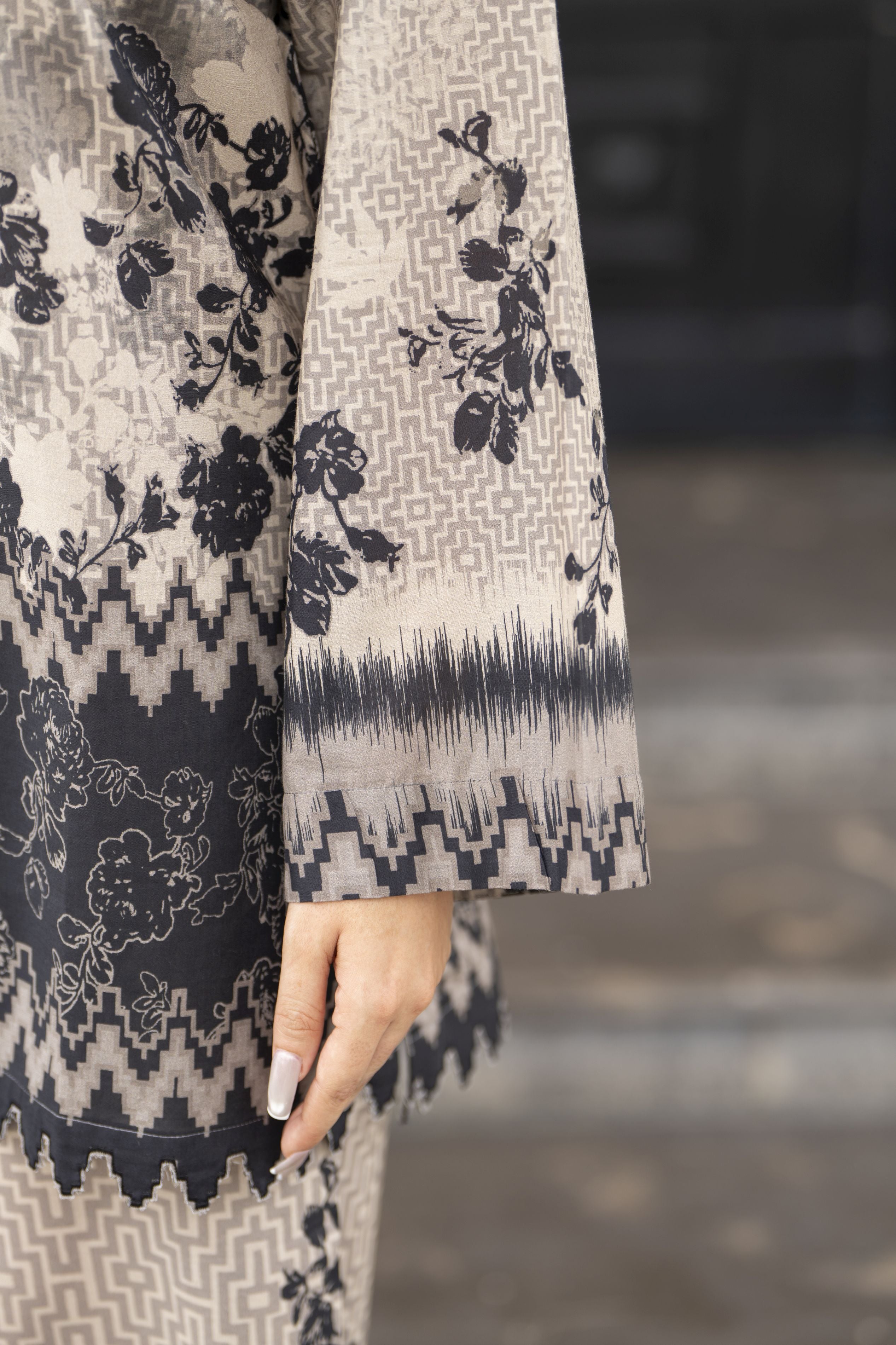 Dawn Petals by Sahar Printed Co-ord Set with Lace Culottes DPS6