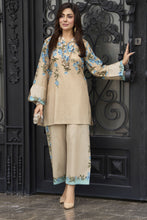 Dawn Petals by Sahar Beige Co-ord Set with Blue Floral Print DPS5