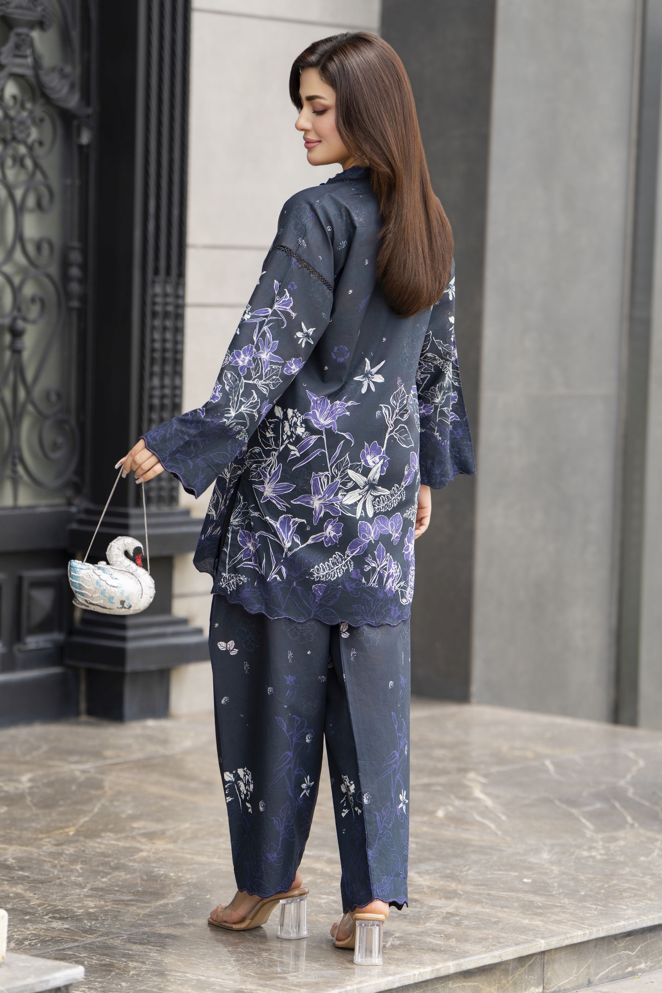 Dawn Petals by Sahar Black 2pc Dress with Cutwork Shalwar DPS4