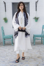 Ivory 3-Piece Poly Raw Silk Suit with Monochrome Printed Silk Scarf | Essentials by Miski – EBM5