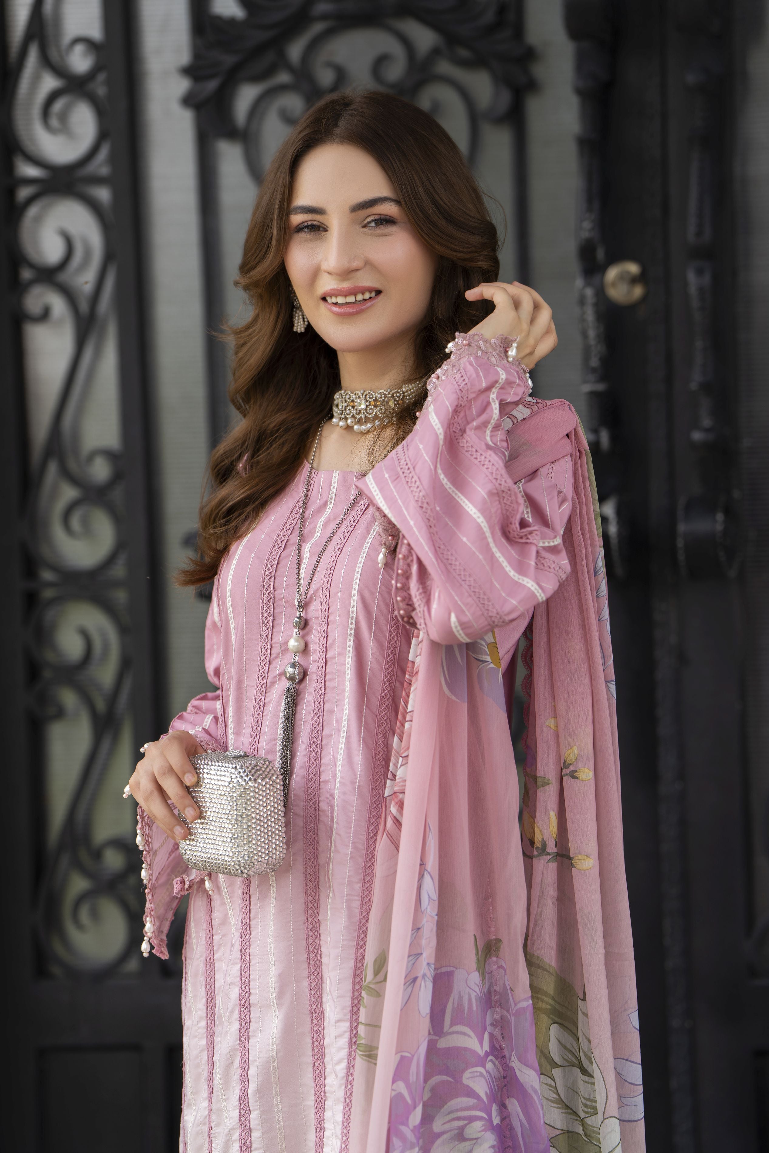 Modern Muse by Arwah – 3pc Printed & Embroidered Grip Suit MMB2