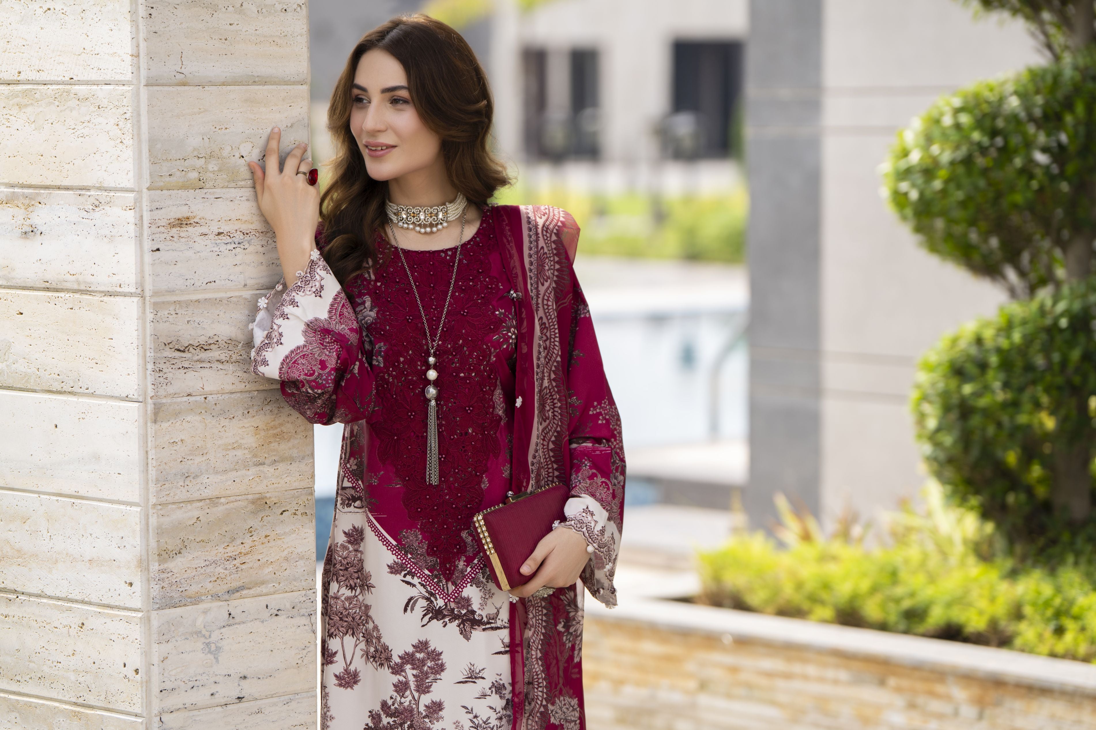 Modern Muse by Arwah – 3pc Printed & Embroidered Grip Suit MMB5