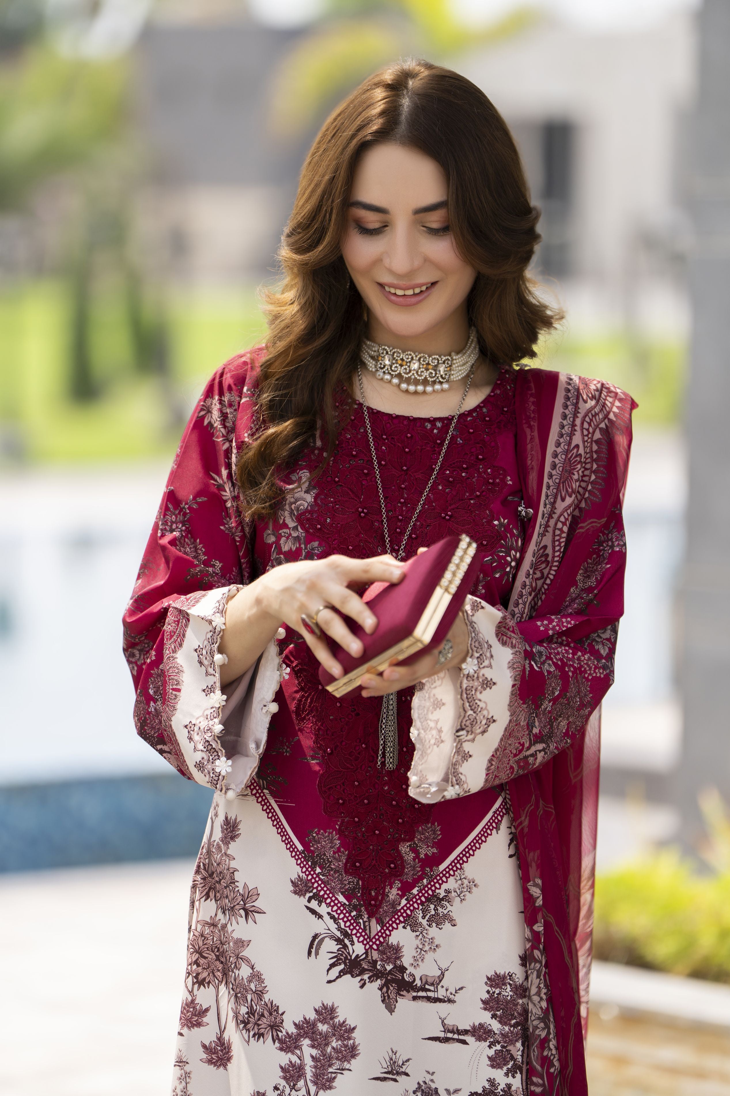 Modern Muse by Arwah – 3pc Printed & Embroidered Grip Suit MMB5