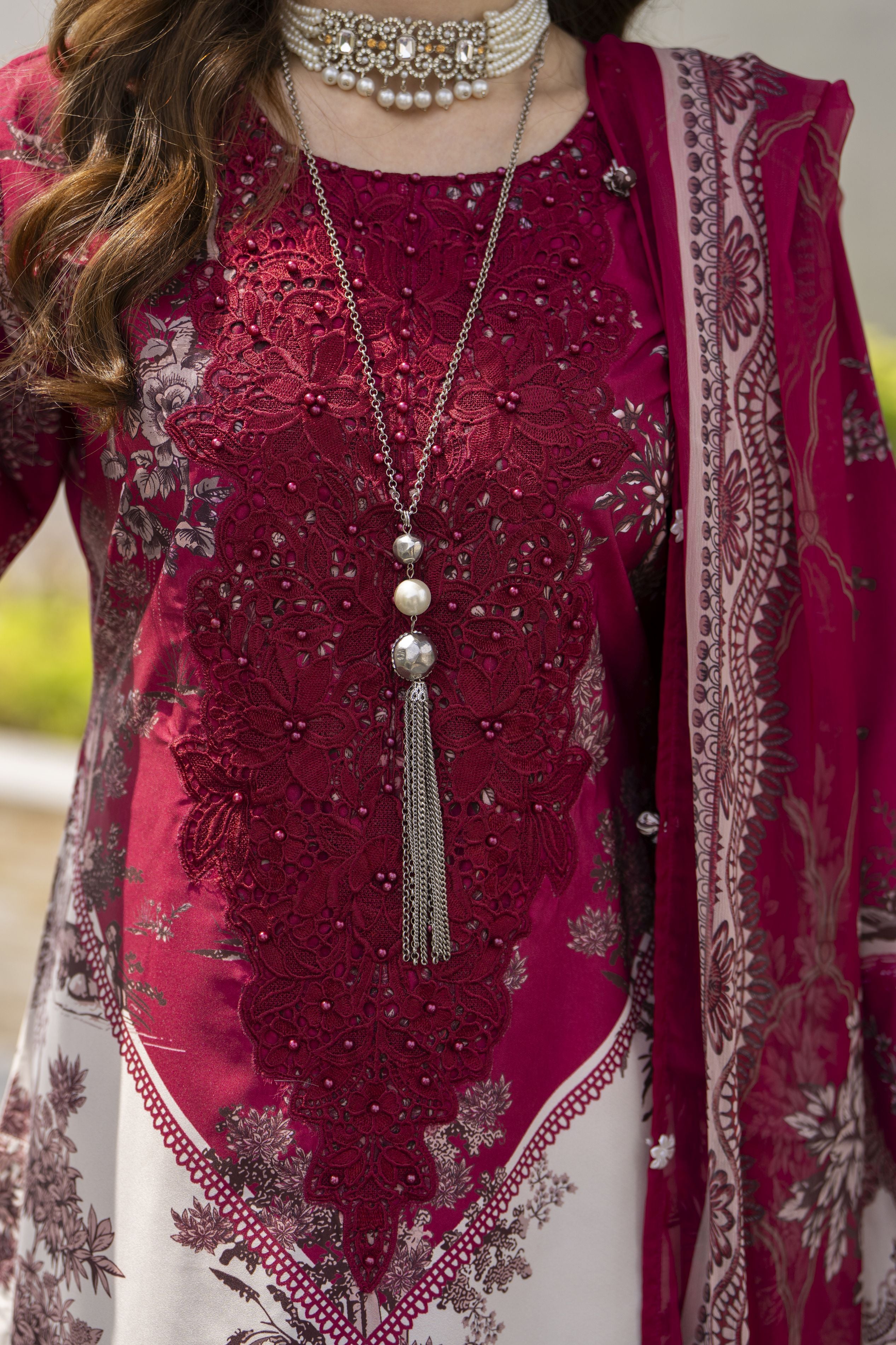 Modern Muse by Arwah – 3pc Printed & Embroidered Grip Suit MMB5