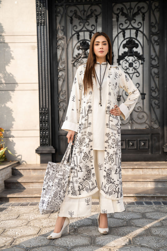 Vogue Vistas Linen Embroidered Dress by Zaiwa ZB1