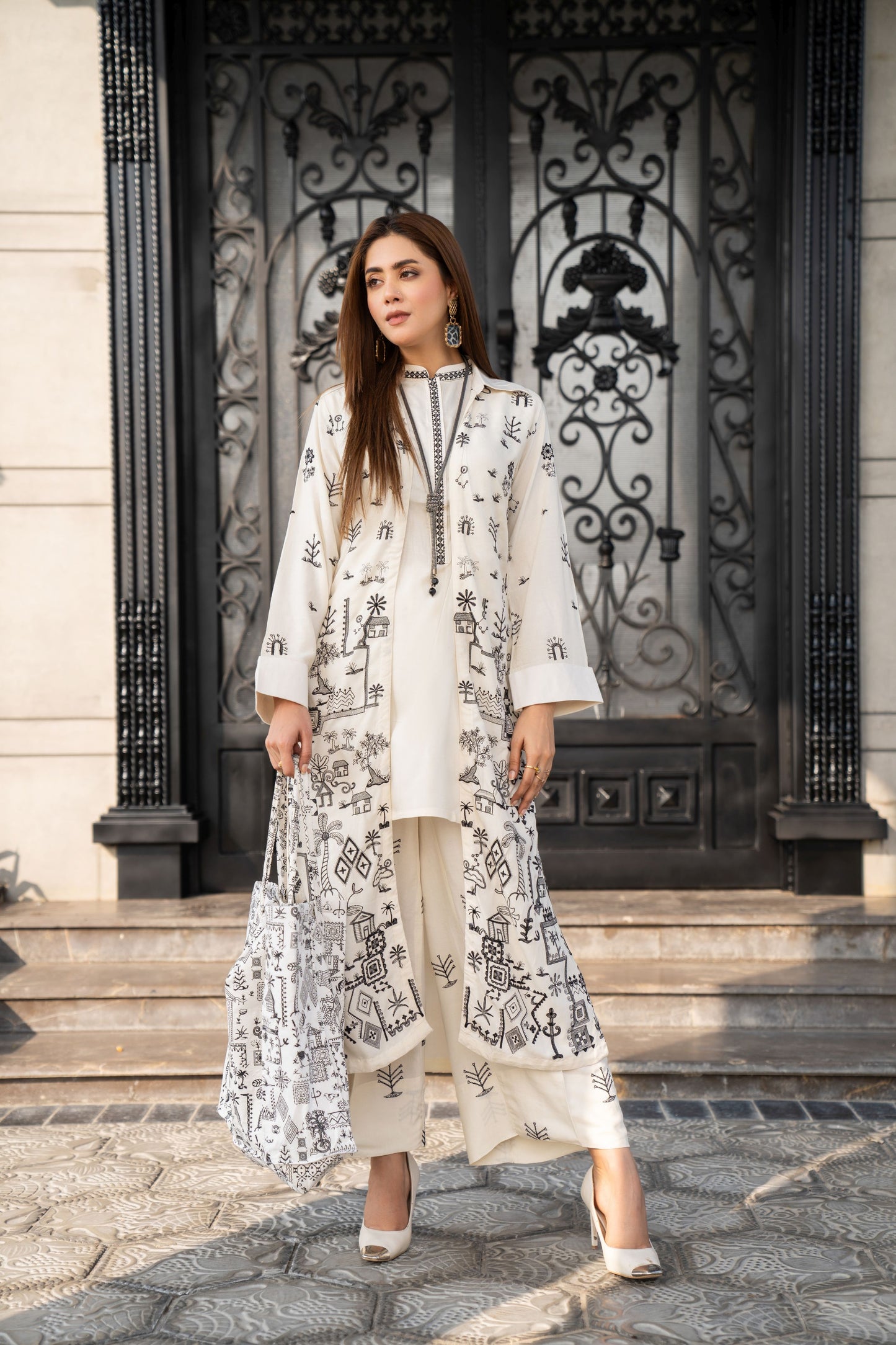 Vogue Vistas Linen Embroidered Dress by Zaiwa ZB1