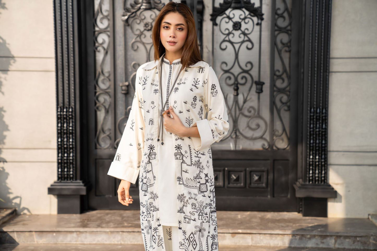 Vogue Vistas Linen Embroidered Dress by Zaiwa ZB1