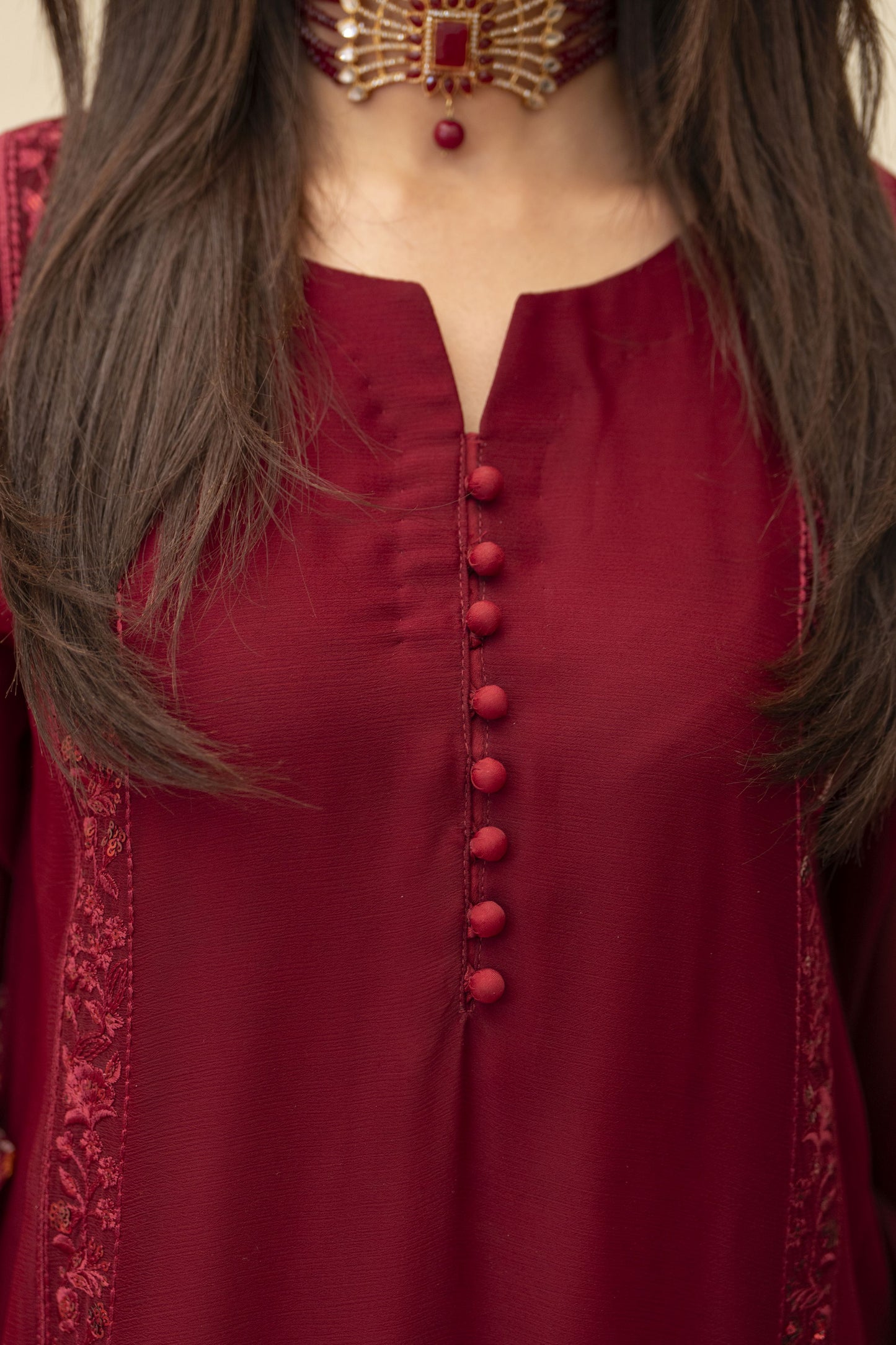 Maroon 3PC Farshi Shalwar Dress by Bahaar e Gul Warun BGW05