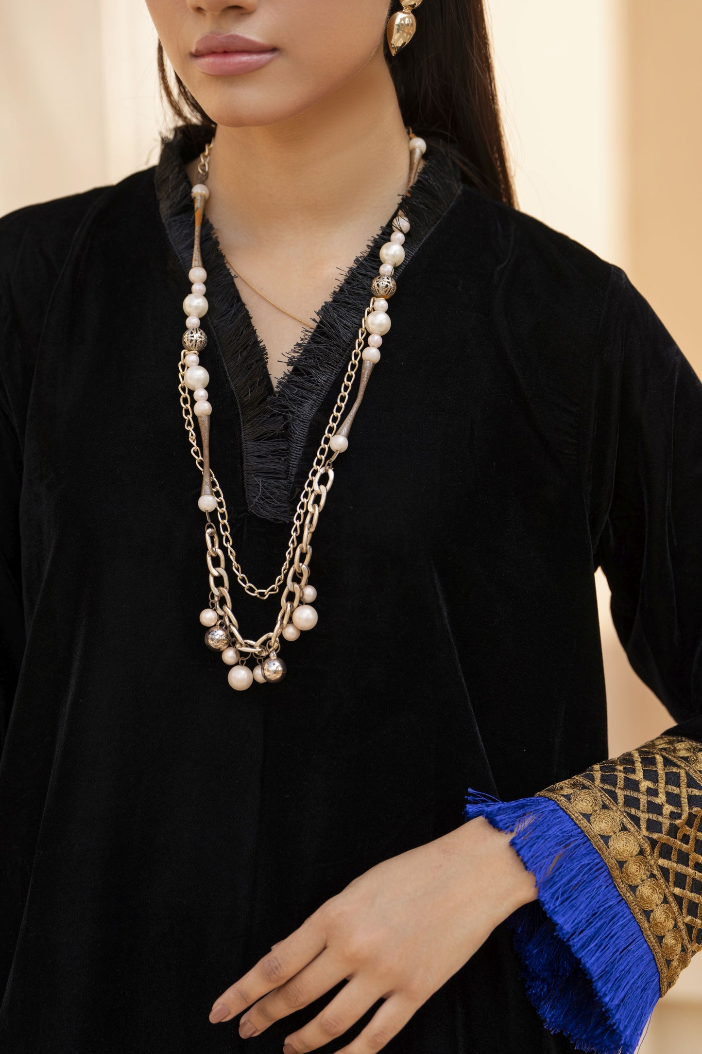 Opera Luxury Black Velvet Ready to Wear 2 Pcs Dress by Gulwarun GW382