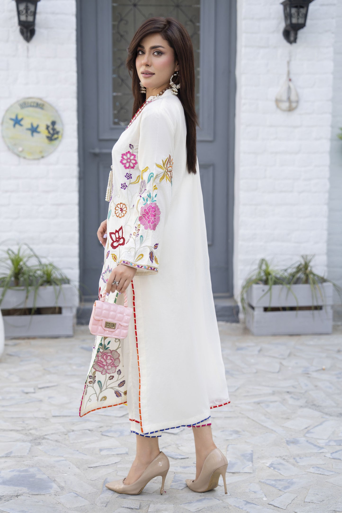 Zaiwa Ivory Linen 3pc Ready to Wear Designer Womens Dress | Sku Code: ZBRW12