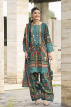 Sakeena Summer Ease – 3pc Teal Lawn Dress with Chiffon Dupatta SSE4
