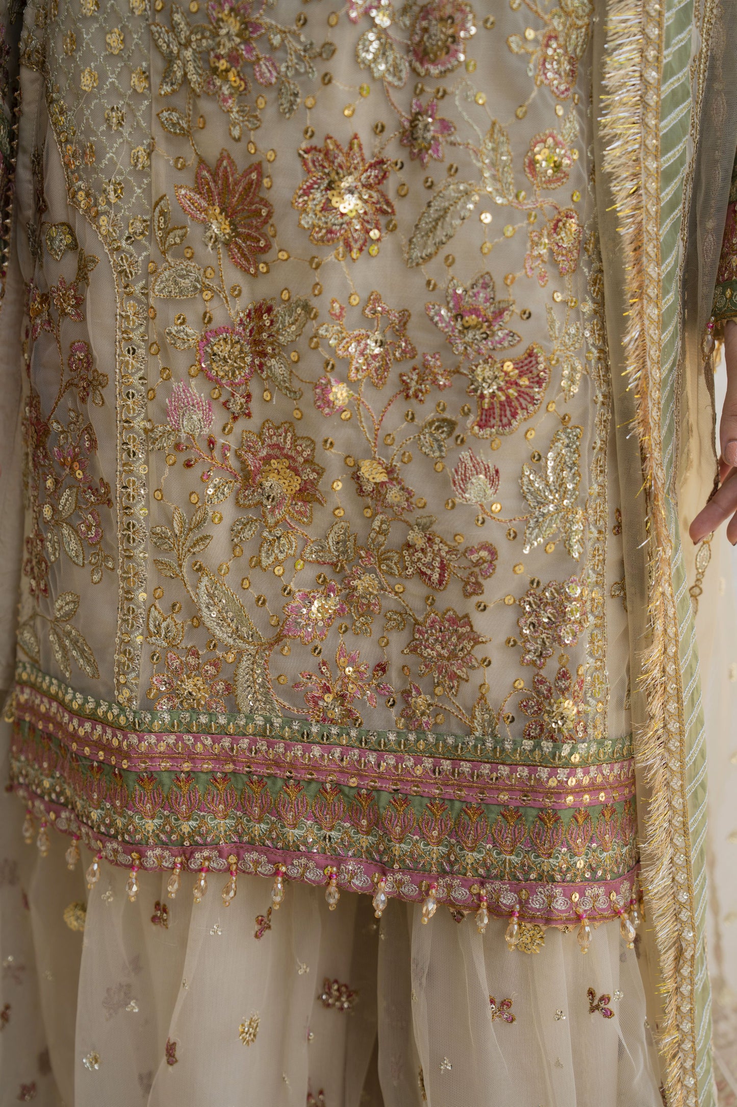 Arwah The Wedding Guest Edit 3pc Handworked Net Gharara Suit – ASG6