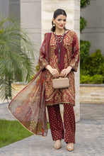 Sakeena Summer Ease – 3pc Maroon Lawn Dress with Chiffon Dupatta SSE2