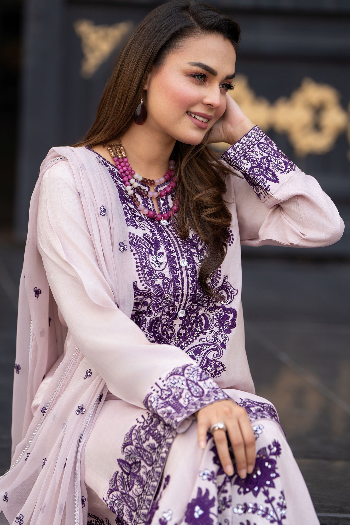 Raw Silk and Sparkle Ready to Wear Dress by Gul Warun RSS10