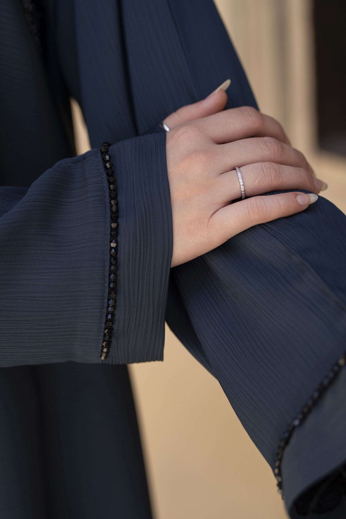 Zaina Veil of Grace – Hand Embellished Dark Teal Abaya ZVG4