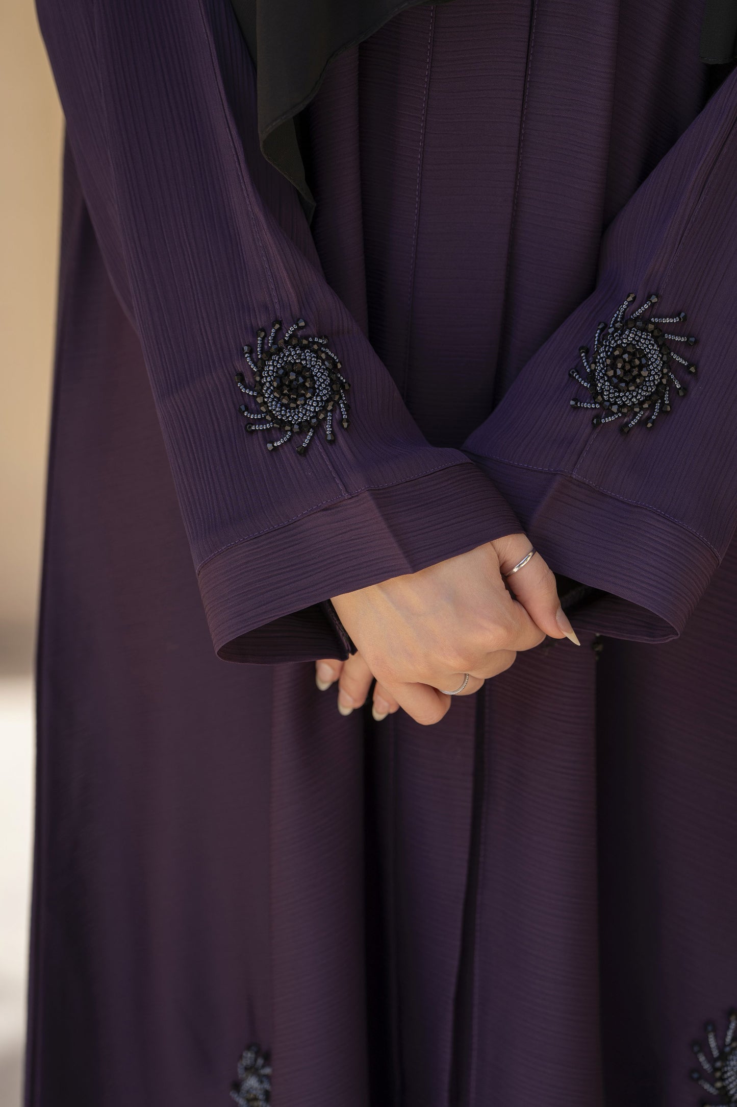 Zaina Veil of Grace – Hand Embellished Plum Purple Abaya ZVG13