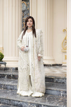 Ivory Embellished Organza Gown Style 3pc Dress with Crushed Sharara by Silver SBS11