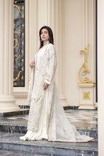 Ivory Embellished Organza Gown Style 3pc Dress with Crushed Sharara by Silver SBS11