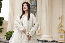 Ivory Embellished Organza Gown Style 3pc Dress with Crushed Sharara by Silver SBS11