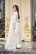 Pastel Ivory Embroidered Organza 3pc Open Slit Shirt with Printed Sharara by Silver SBS13