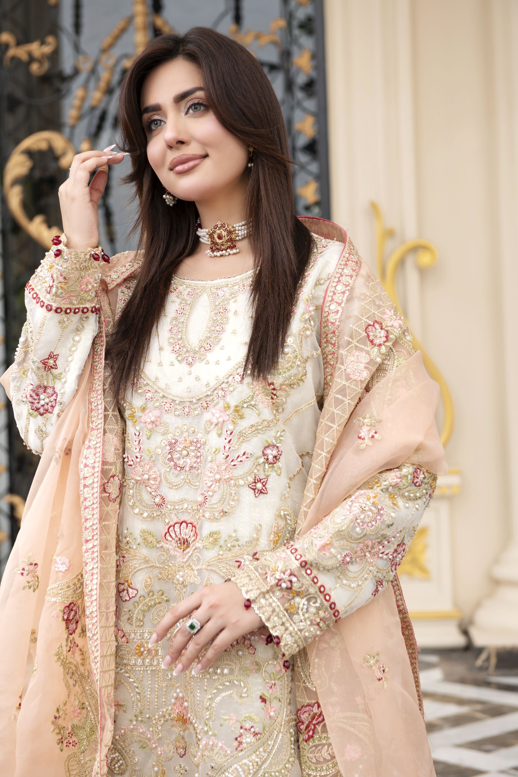 Sitara by Silver – 3pc Organza Handworked Shirt with Gharara SBS5