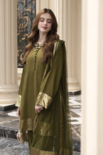 Threaded Grace Silk Karandi by Gul Warun – Olive Green Sequin 3pc Suit TGS7