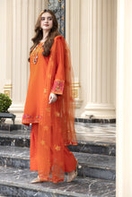 Threaded Grace Silk Karandi by Gul Warun – Rust Orange 3pc Farshi Shalwar Suit TGS6