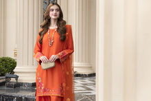 Threaded Grace Silk Karandi by Gul Warun – Rust Orange 3pc Farshi Shalwar Suit TGS6
