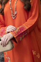 Threaded Grace Silk Karandi by Gul Warun – Rust Orange 3pc Farshi Shalwar Suit TGS6