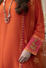 Threaded Grace Silk Karandi by Gul Warun – Rust Orange 3pc Farshi Shalwar Suit TGS6