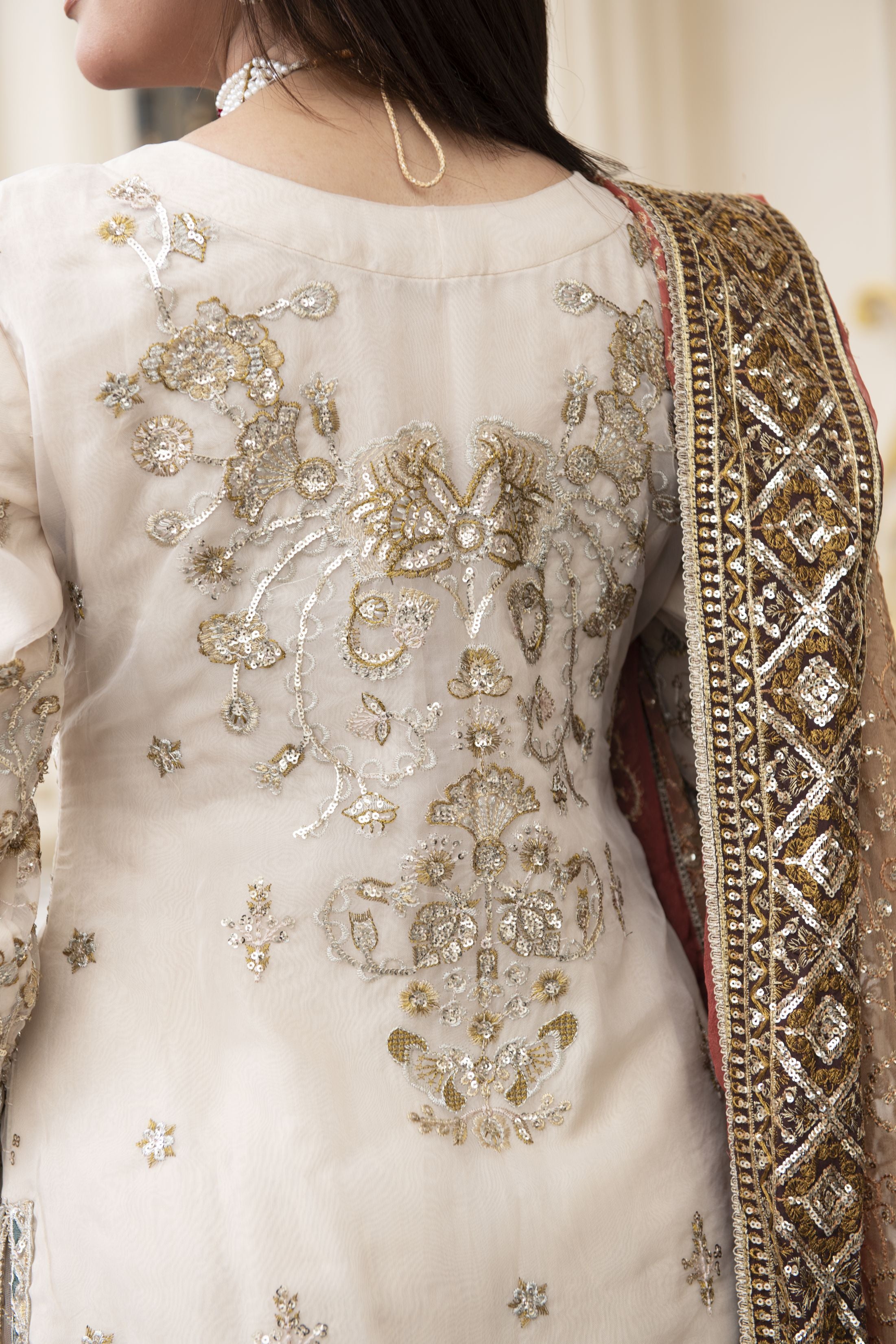 Sitara by Silver – 3pc Organza Handworked Dress with Net Sharara SBS7