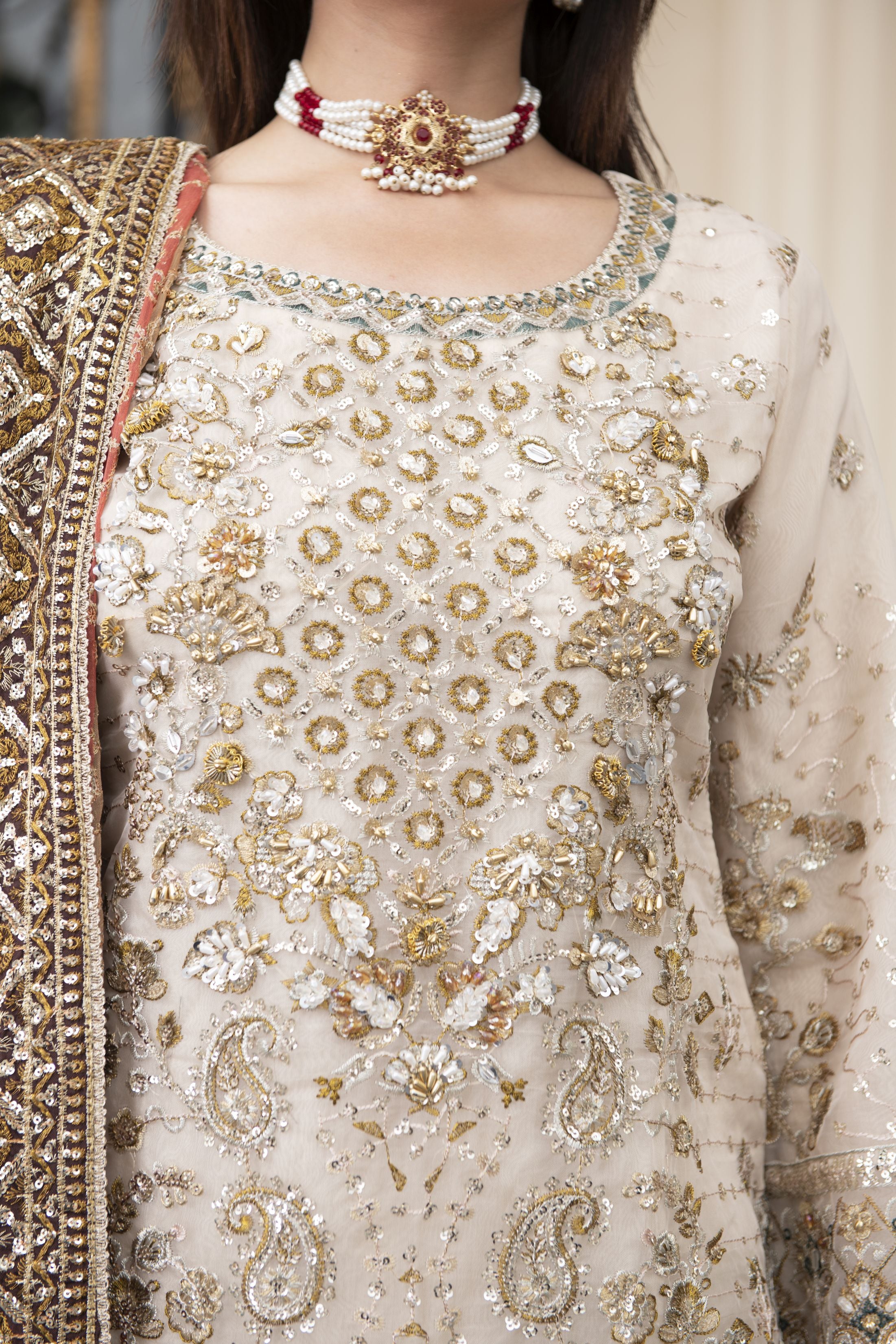 Sitara by Silver – 3pc Organza Handworked Dress with Net Sharara SBS7