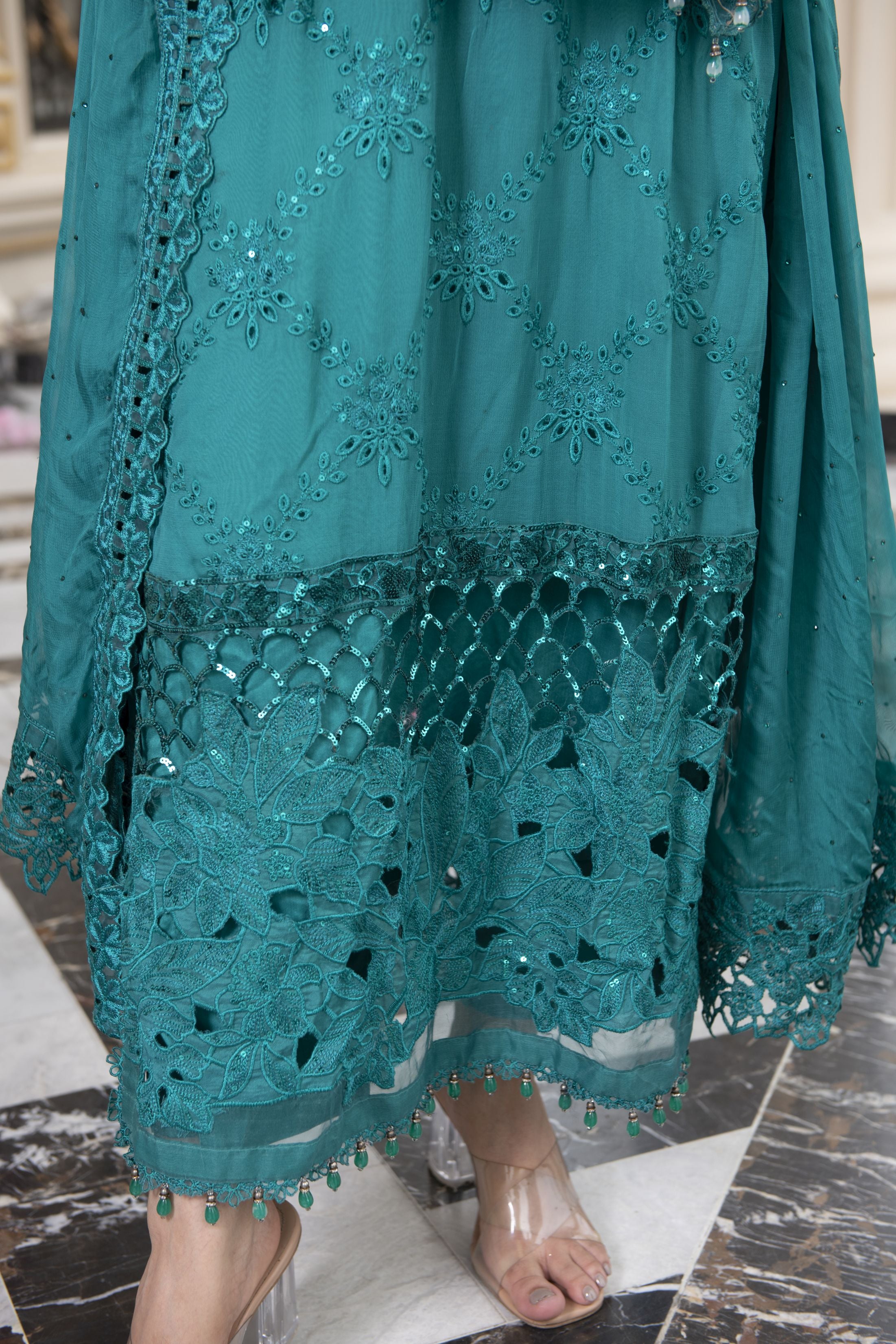 Sitara by Silver – 3pc Chiffon Cutwork & Handworked Formal Dress SBS4